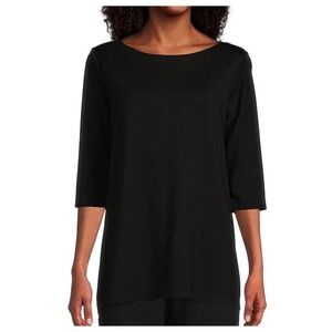 Bryn Walker Piera Ponti Elbow Sleeve Crew Neck Shirt M Black Stretch NWT $138